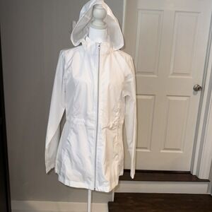 Charles River Apparel Womens White Rain Jacket Hooded Zip 5107 Size M New $72